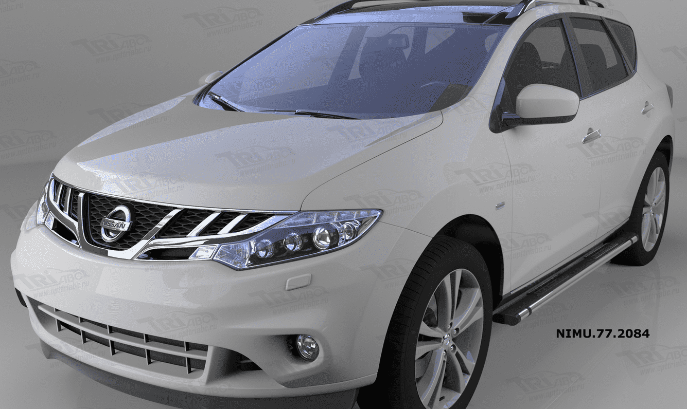 Пороги алюминиевые (Emerald Black) для Nissan Murano