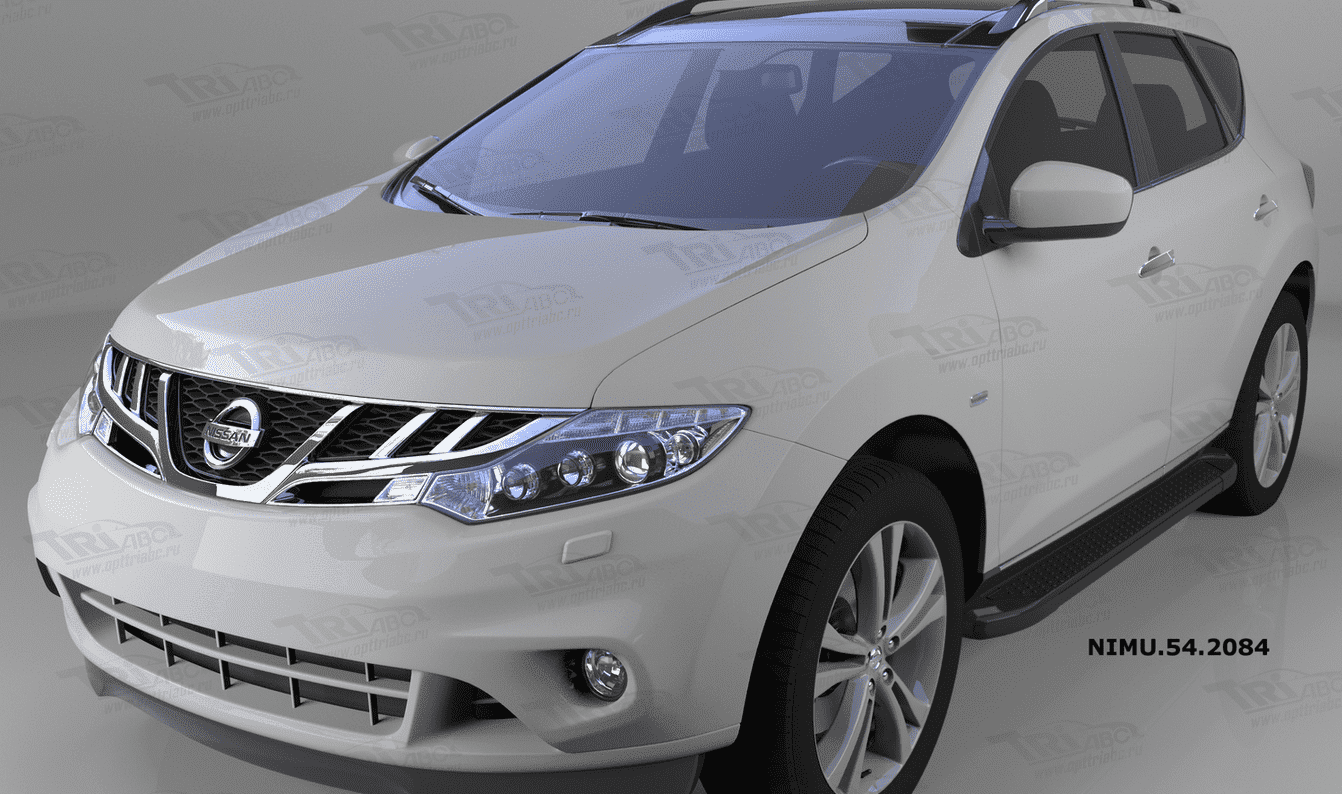 Пороги алюминиевые (Sapphire Black) для Nissan Murano