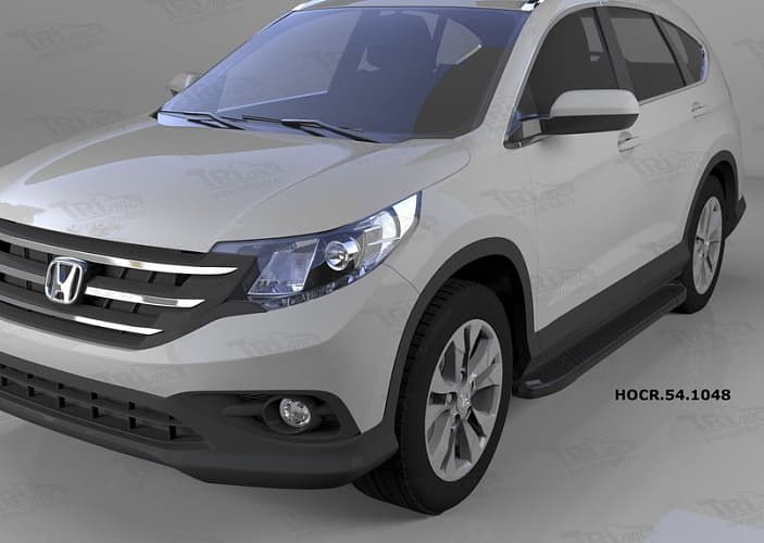 Пороги алюминиевые (Sapphire Black) для Honda CR-V (2012-н.в.)