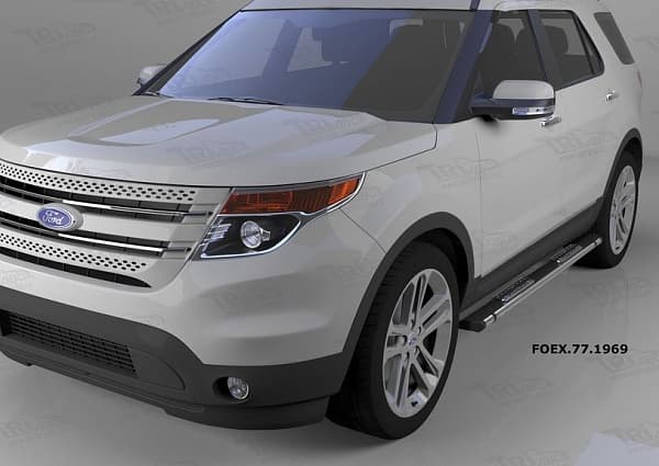 Пороги алюминиевые (Emerald Black) для Ford Explorer