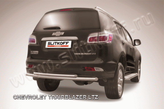 Защита заднего бампера Slitkoff d57+d42 двойная для Chevrolet TrailBlazer (2012-2015)