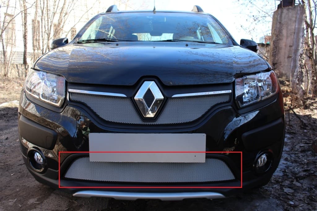 Защитная сетка радиатора ProtectGrille для Renault Sandero Stepway (2014-2015 Хром)