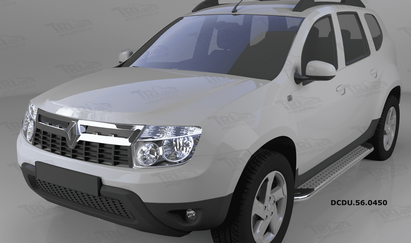 Пороги алюминиевые (Opal) для Renault Duster