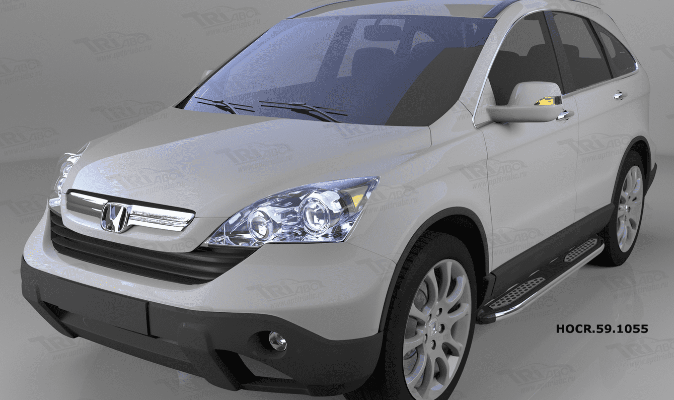 Пороги алюминиевые (Zirkon) для Honda (Хонда) CR-V (2006-2009)