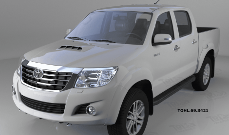 Пороги алюминиевые (Corund Black) для Toyota HiLux