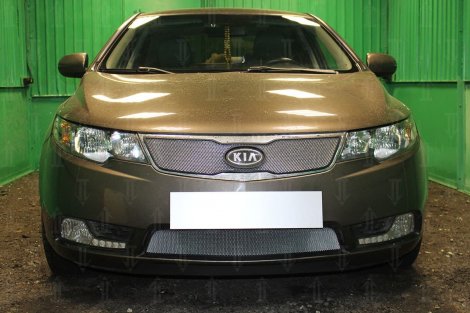 Защитная сетка радиатора ProtectGrille нижняя для KIA Cerato (2011-2013 Хром)