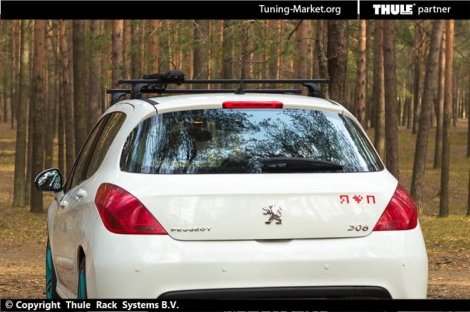 Багажник Thule SquareBar на стальных дугах для Peugeot 308 5-дв хетчбэк (2008-2013)