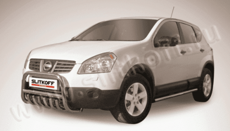 Защита переднего бампера Slitkoff для NIssan Qashqai +2 (2008-2010)