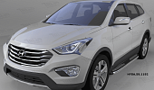 Пороги алюминиевые (Zirkon) для Hyundai Santa Fe (2012-2015)