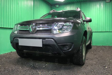 Защитная сетка радиатора ProtectGrille Optimal верхняя для Renault Duster (2015-н.в. Черная)