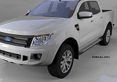 Пороги алюминиевые (Sapphire Silver) для Ford Ranger (2011-н.в.)