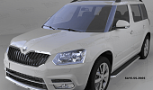Пороги алюминиевые (Ring) для Skoda Yeti
