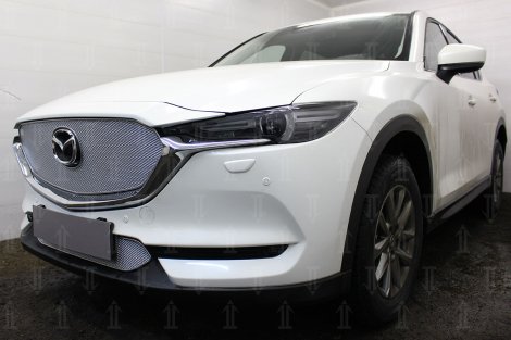 Защитная сетка радиатора ProtectGrille Premium верхняя для Mazda CX-5 (2017-н.в.) хром