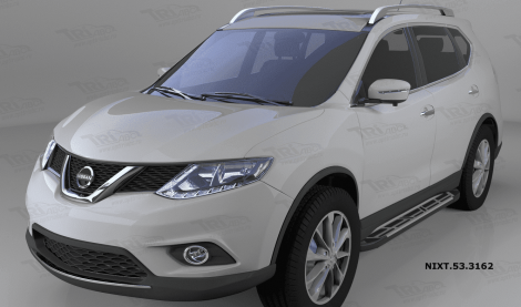 Пороги алюминиевые (Corund Silver) для Nissan X-Trail