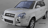 Пороги алюминиевые (Corund Silver) для Hyundai Tucson