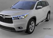 Пороги алюминиевые (Emerald Black) для Toyota Highlander