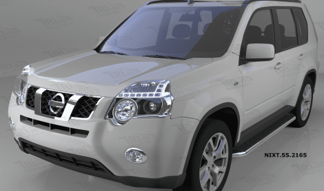 Пороги алюминиевые (Ring) для Nissan X-Trail