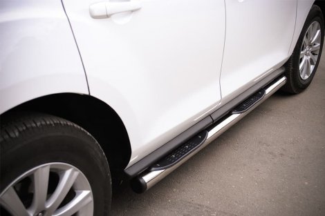 Пороги труба D76 с накладками (вариант 2) "RUSSTAL" для Mazda CX-7