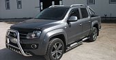 Пороги алюминиевые (Emerald Black) для Volkswagen Amarok