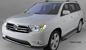 Пороги алюминиевые (Sapphire Silver) для Toyota Highlander