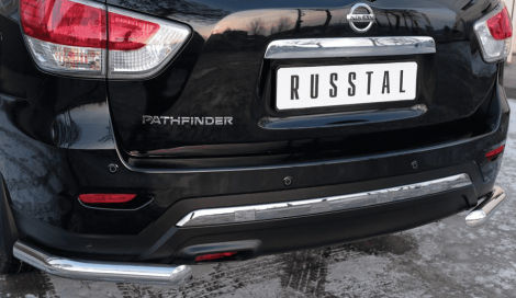 Защита заднего бампера уголки D63(секции) Russtal для Nissan Pathfinder