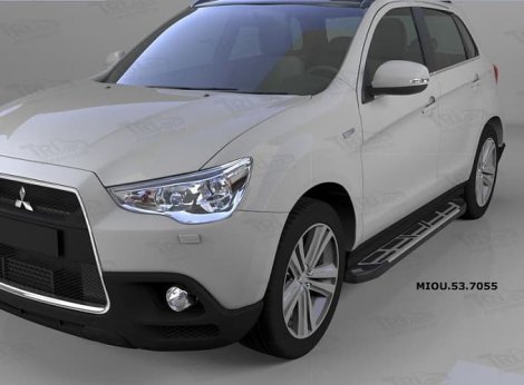 Пороги алюминиевые (Corund Silver) для Mitsubishi ASX