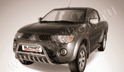 Защита переднего бампера Slitkoff для Mitsubishi L200 (2006-2009)