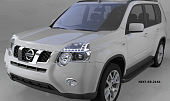 Пороги алюминиевые (Corund Black) для Nissan X-Trail