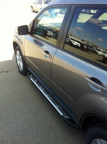 Пороги алюминиевые (Corund Silver) для Nissan X-Trail