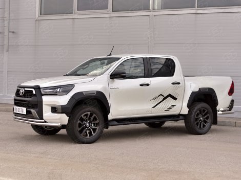 Передняя защита Russtal 63/42 мм для Toyota Hilux Black Onyx