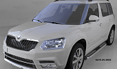 Пороги алюминиевые (Zirkon) для Skoda Yeti