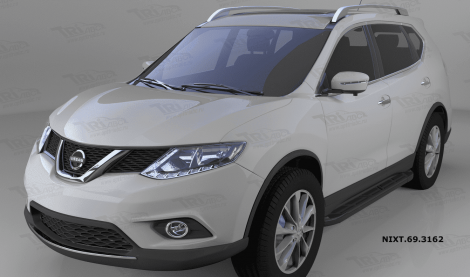 Пороги алюминиевые (Corund Black) для Nissan X-Trail
