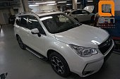 Пороги алюминиевые (Sapphire Silver) для Subaru Forester
