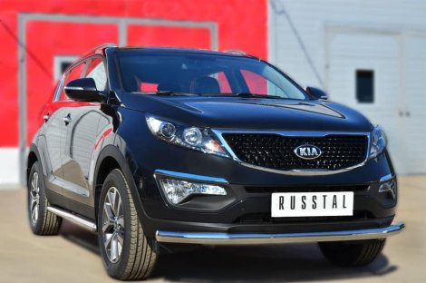 Пороги труба D63 (вариант 3) "RUSSTAL" для Kia Sportage