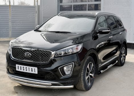 Пороги 76мм Russtal для Kia Sorento Prime (2015-2018)