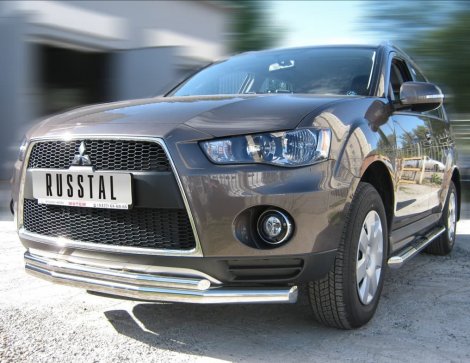 Передняя защита Russtal для Mitsubishi Outlander XL (2009-2012)