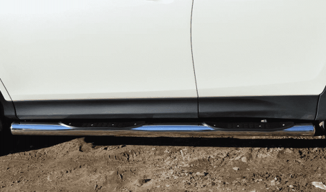 Пороги труба D76 с накладкой (вариант 3) "RUSSTAL" для Toyota RAV4