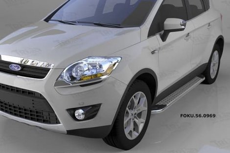 Пороги алюминиевые (Opal) для Ford Kuga (2008-2012)