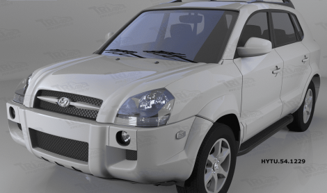 Пороги алюминиевые (Sapphire Black) для Hyundai Tucson