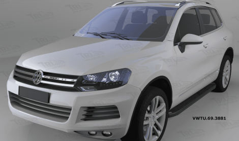 Пороги алюминиевые (Corund Black) для Volkswagen Touareg