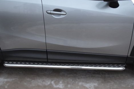 Пороги труба D42 с листом "RUSSTAL" для Mazda CX-5