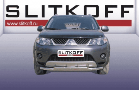 Передняя защита Slitkoff для Mitsubishi Outlander XL (2006-2009)