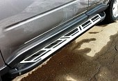 Пороги алюминиевые (Corund Silver) для Honda Pilot