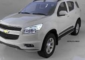 Пороги алюминиевые (Corund Black) для Chevrolet TrailBlazer (2012-н.в.)