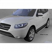 Пороги алюминиевые (Emerald Black) для Hyundai Santa Fe (2006-2010)