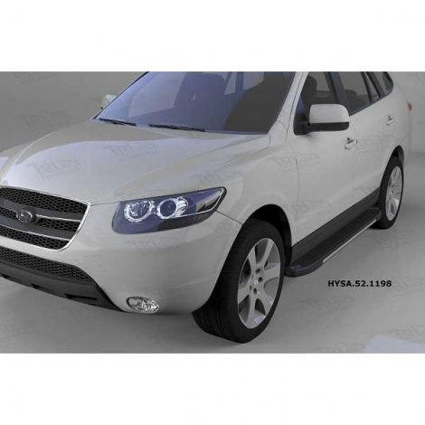 Пороги алюминиевые (Onyx) для Hyundai Santa Fe (2006-2010)