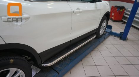 Пороги алюминиевые (Ring) для Nissan Qashqai (2014-н.в.)
