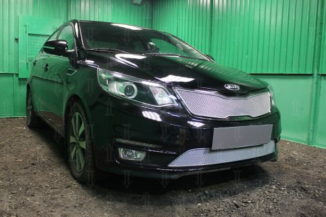 Защитная сетка радиатора ProtectGrille Premium нижняя для KIA RIO (2015-2017 Хром)