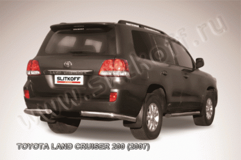 Защита заднего бампера уголки d76 Slitkoff для Toyota Land Cruiser 200 (2007-2011)
