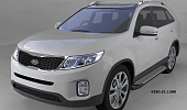 Пороги алюминиевые (Sapphire Silver) для Kia Sorento